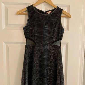 Sparkly stretchy dress with mesh cutouts